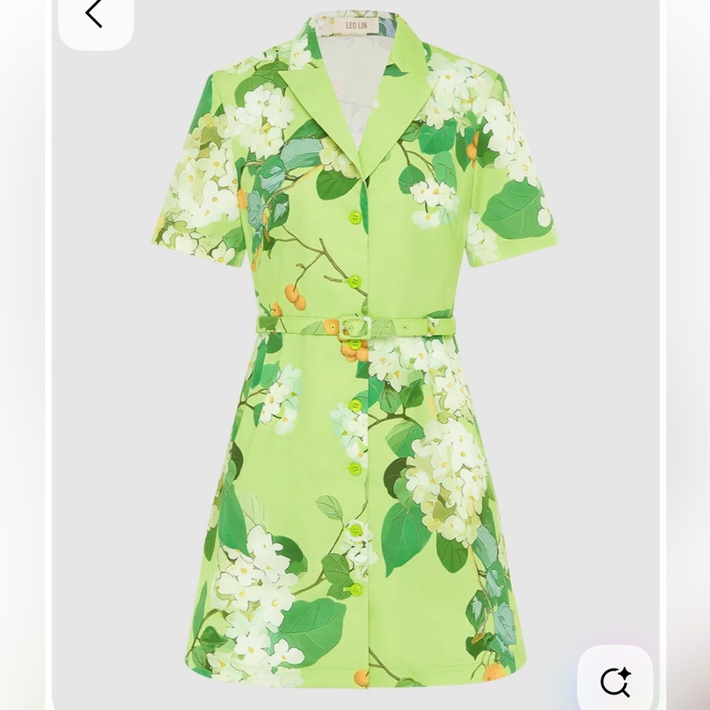Leo Lin Brigitte Mini Dress - Hydrangea in Lime